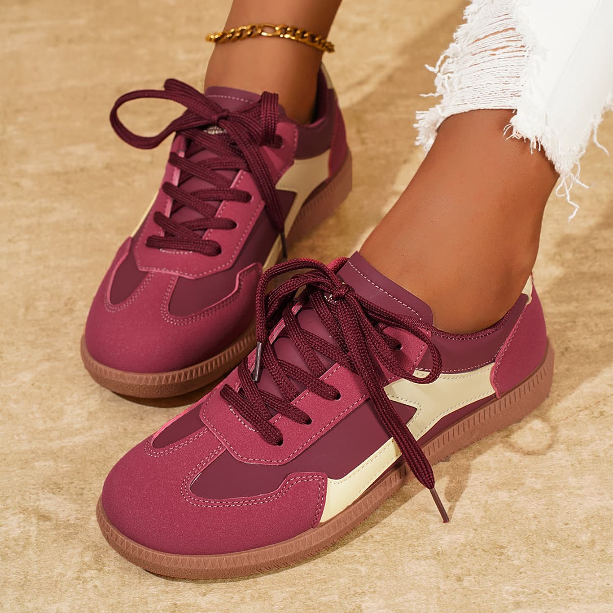 Wholesale Cross-Border Large Size White Sneakers for Women 2025 Spring/Autumn New Versatile German Training Shoes Casual Lace-Up Women's Board Shoes