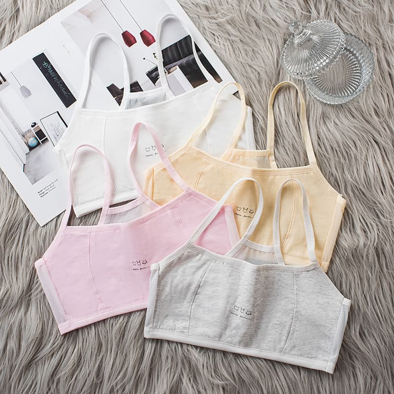 [In Stock, Fast Shipping] Girls' Vest Pure Cotton Teenage Development Underwear for Middle School, Older Children, and Elementary Students