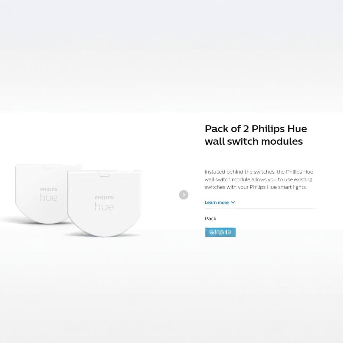 Philips Hue Wall Switch Module, brand new and unused, two units per box
