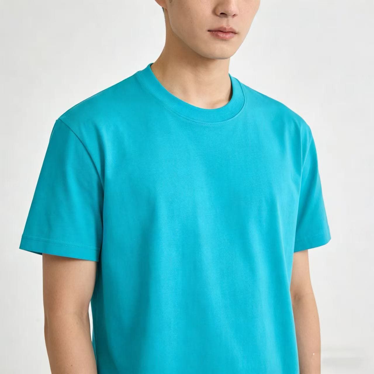 230G cotton short-sleeved men's t-shirt half-sleeved solid color round neck t-shirt versatile bottoming shirt 260g pure cotton t-shirt cross-border exclusive supply