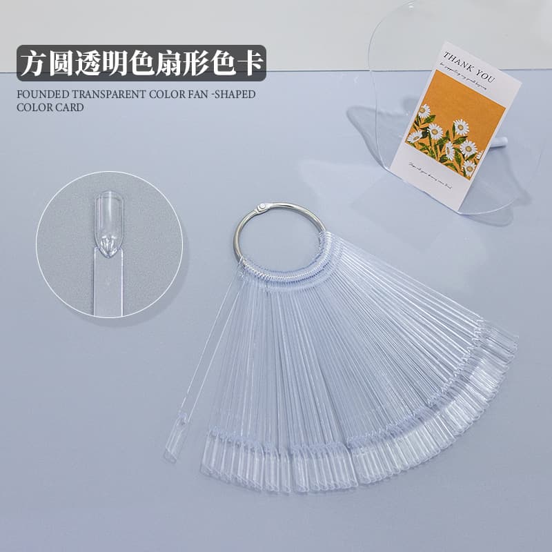 Nail Art Fan Shape Tips 50-Color Nail Color Card Nail Polish Practice Nail Color Display Tool Nail Tips