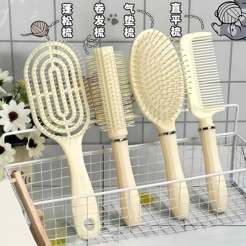 Fluffy Cushion Comb Long Hair Comb Set with Air Cushion Straightening Comb for Students Dormitory Women Home Use Curling Massage Comb