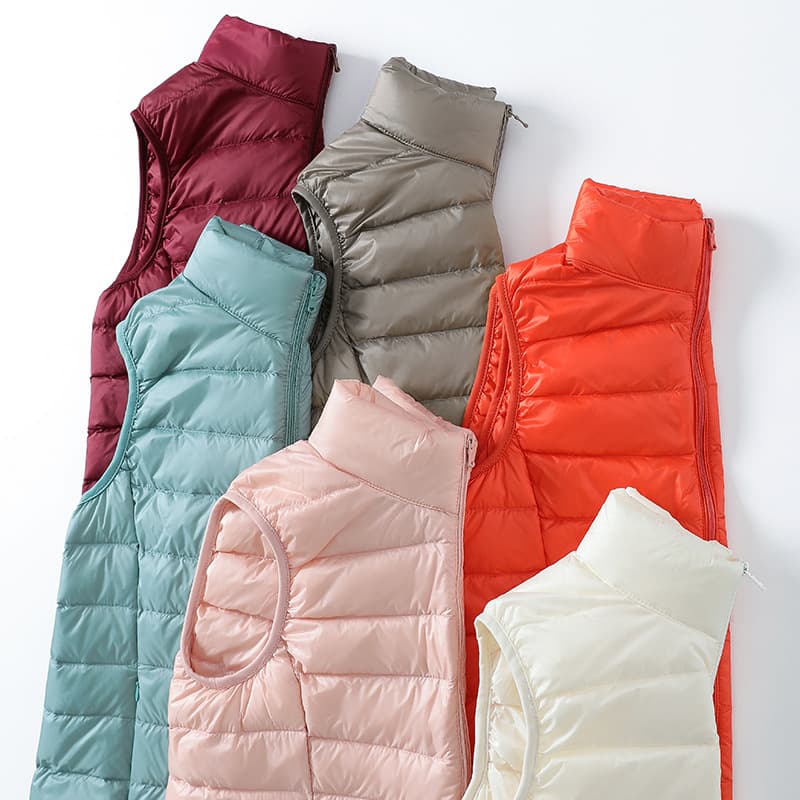 Lightweight down vest for autumn and winter, stand-up collar, plus size, suitable for plus-size women up to 200 catties, for outerwear.