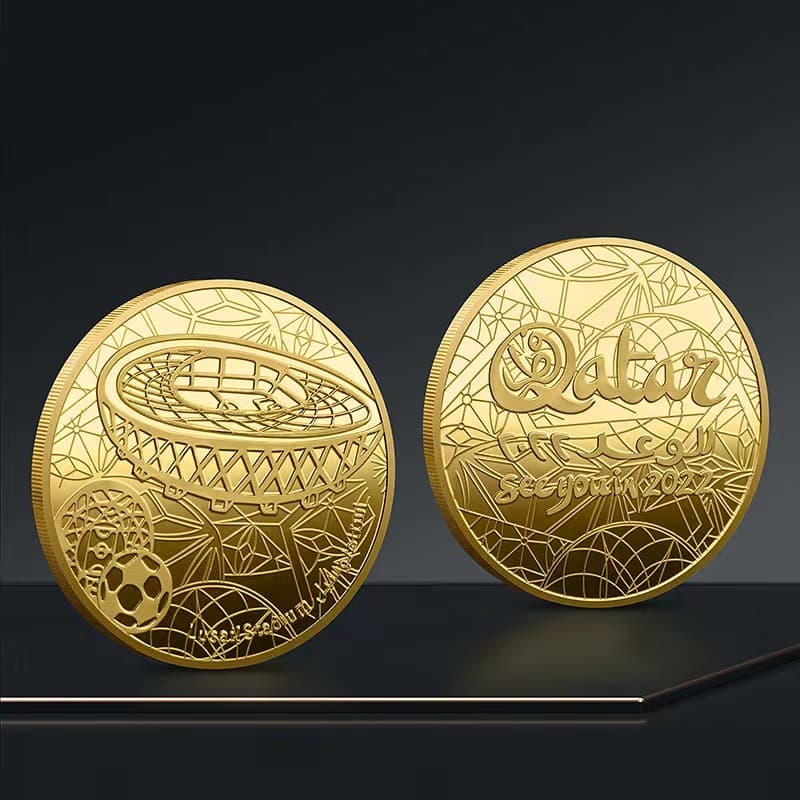 Metal Commemorative Coin In Stock Qatar 2022 World Cup Commemorative Coin Souvenir Medal Wholesale Cross-Border Supplier New Arrival