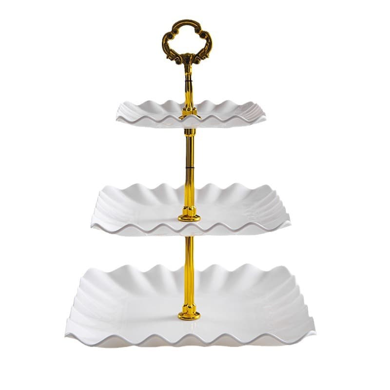 Large Wave Three-Tier Cake Stand Living Room Fruit Tray Coffee Table Snack Plate Dessert Rack Dried Fruit Tray Pastry Display Stand