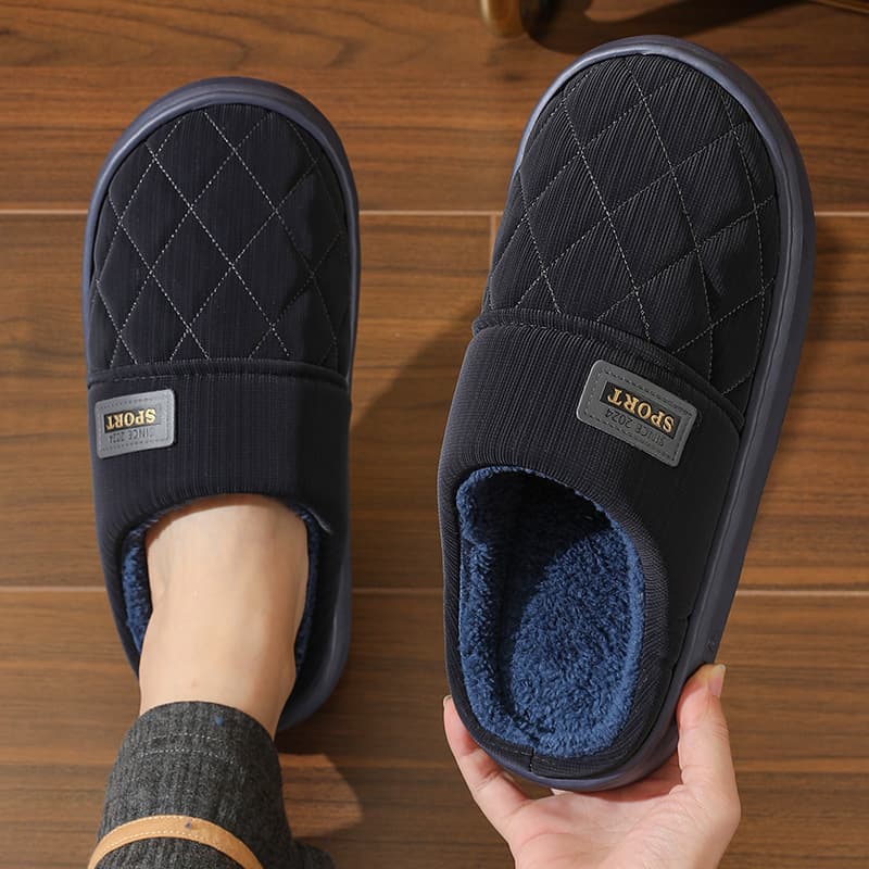 Cotton Slippers Men Winter 2024 New Style Home Use Anti-slip Indoor Home Warm Couples Waterproof Men's Autumn