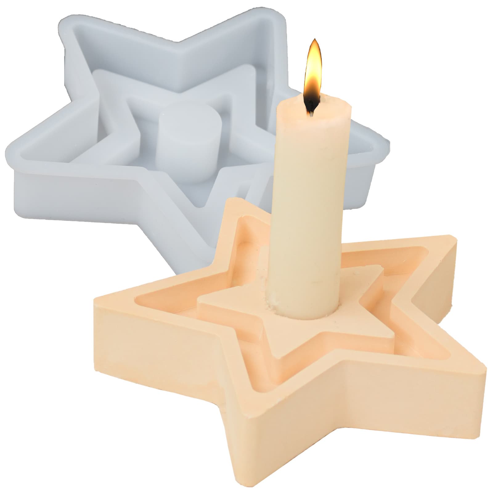 DIY Five-Pointed Star Candle Holder Silicone Mold, Star Plaster Candle Holder Decoration Making Epoxy Resin Mold Dessert