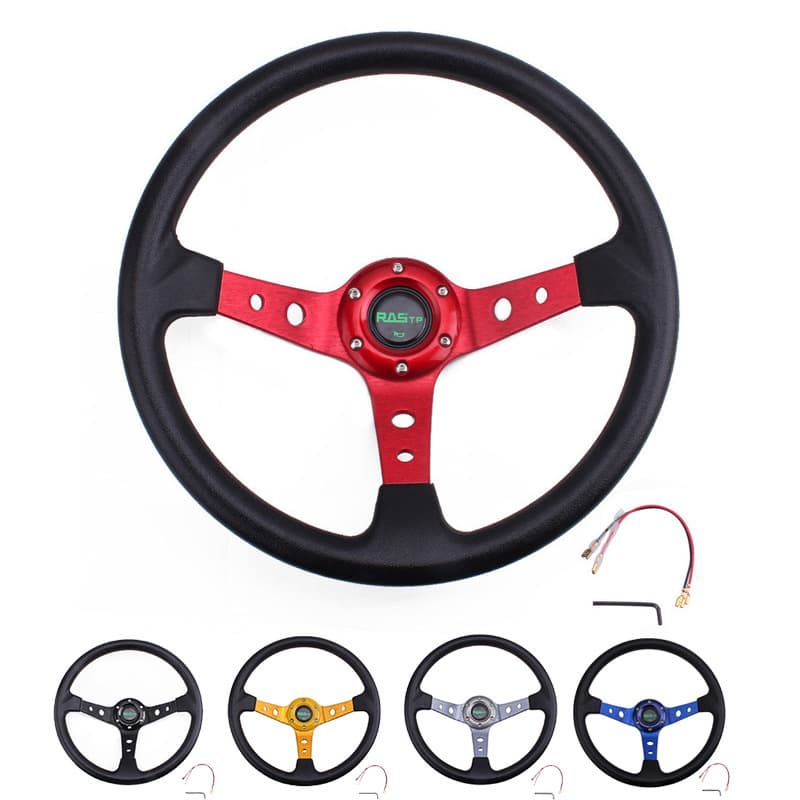 RASTP Car Modification Accessories Steering Wheel PU Racing Steering Wheel for Competition Games and Go-Kart