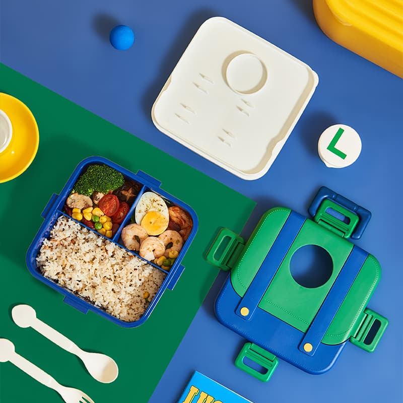 Kids' Small Backpack Plastic Cartoon Lunch Box Sealed Leak-Proof Bento Box Tableware Divided Compartment Meal Box