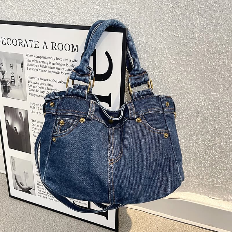 Large-capacity Western Denim 2026 Summer New Fashion Versatile Casual Simple One-Shoulder Crossbody Handbag