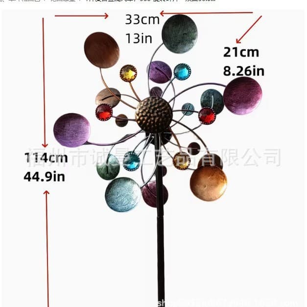 Metal Spinning Wind Chime Colorful Garden Decoration Windmill for Cross-Border Sales
