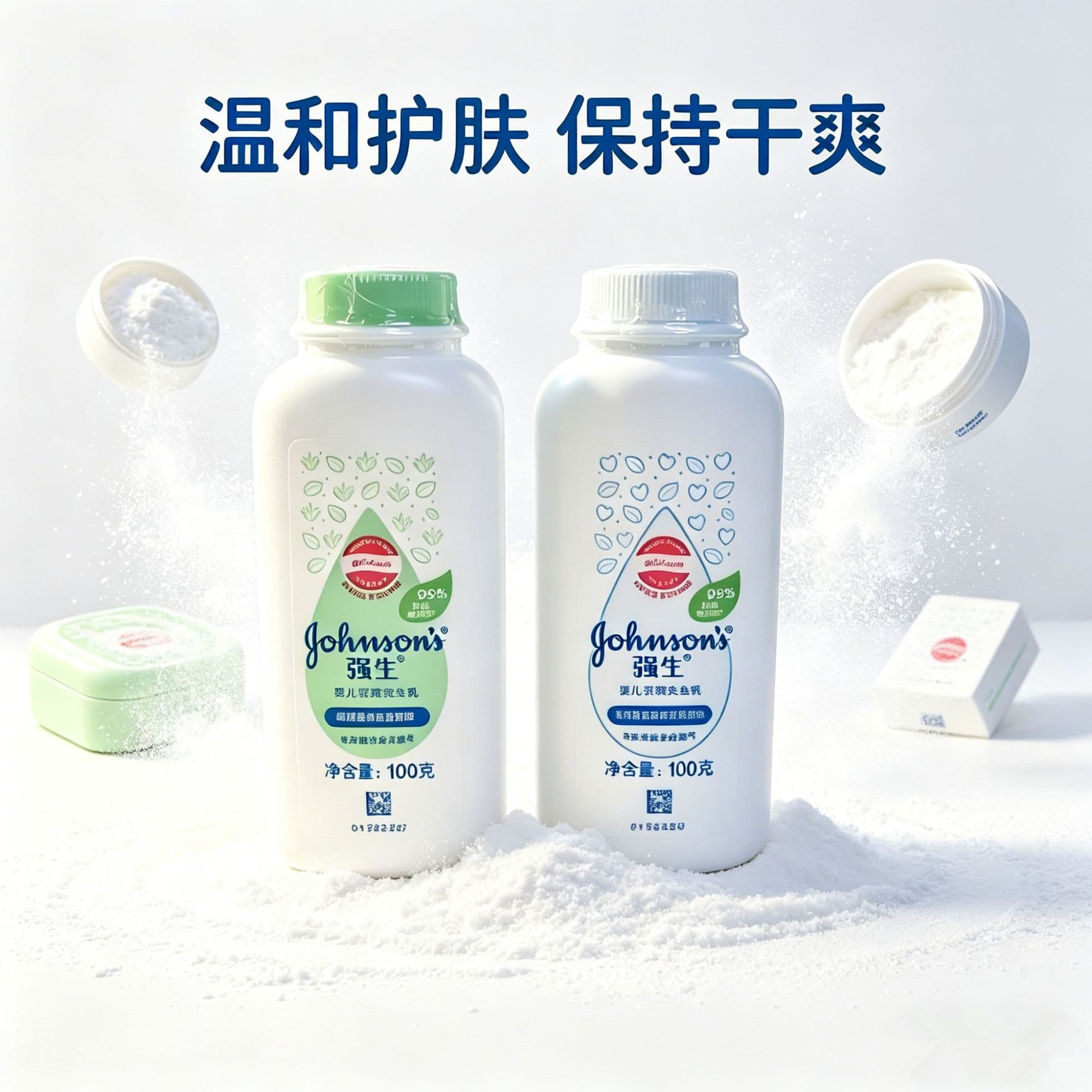 Johnson's Baby Soothing Talc Powder 100g Soft Baby Powder for Infants and Children, Prickly Heat Absorbing Sweat Corn Baby Powder