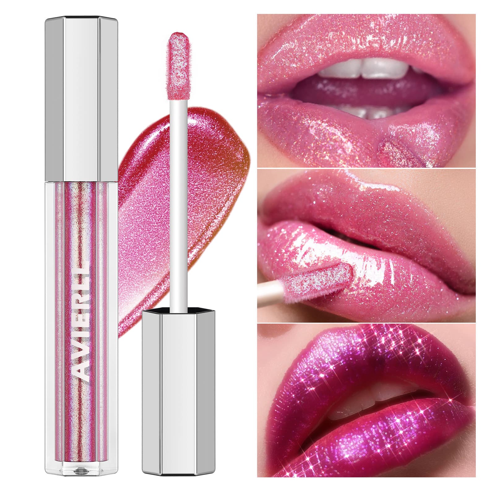 Cross-border High-Shimmer Iridescent Lip Gloss with Pearl Finish, Moisturizing and Available in 8 English-Labeled Colors