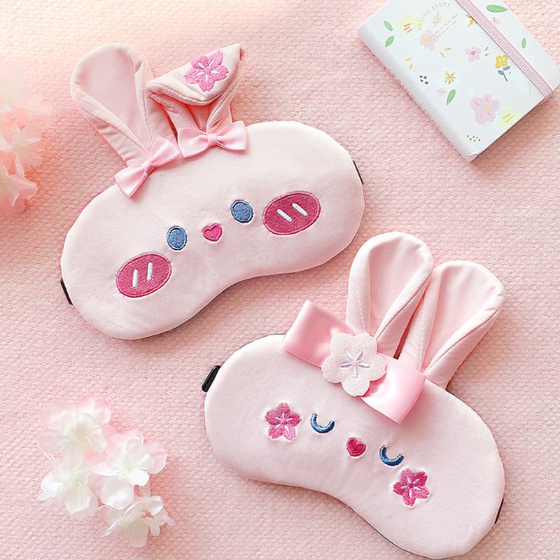Sleep Eye Mask, Light-Blocking, Breathable, Cute Cherry Blossom Rabbit, Relieves Eye Fatigue, Unisex, Funny, Children's Protection by Maxiao
