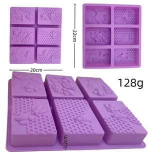 Soap Silicone Mold Square Soap Mold Handmade Soap Mold Cake Mold 6-Cavity Handmade Soap Mold Bee Soap Mold