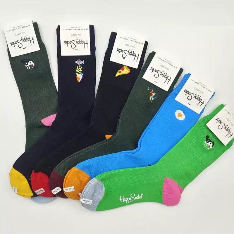 Colorful Happy Swedish Mid-Calf Socks for Men and Women, Cartoon Cute Style Sports Casual Cotton Socks, Spring/Autumn Couple Socks