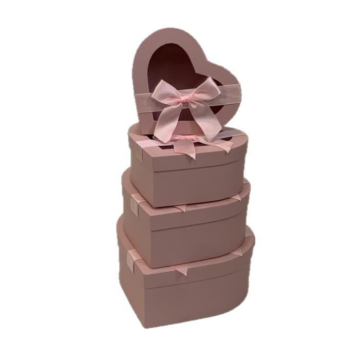 In Stock Heart-Shaped 4-Piece Window Opening Fresh Flower Gift Box Packaging Gift Box Valentine's Day Gift Box Birthday