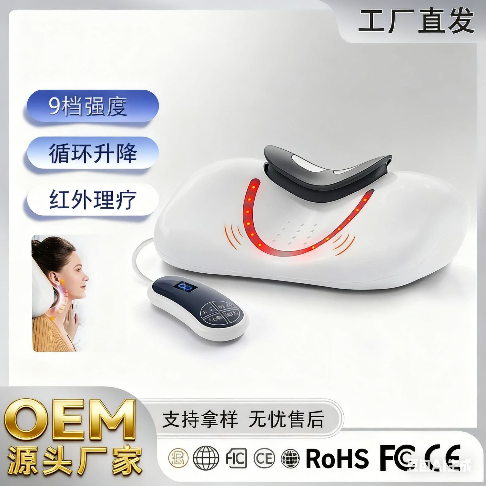 Cross-border Multifunctional Cervical Traction Massage Pillow Home Electric Kneading Airbag Stretch Back Waist Chair