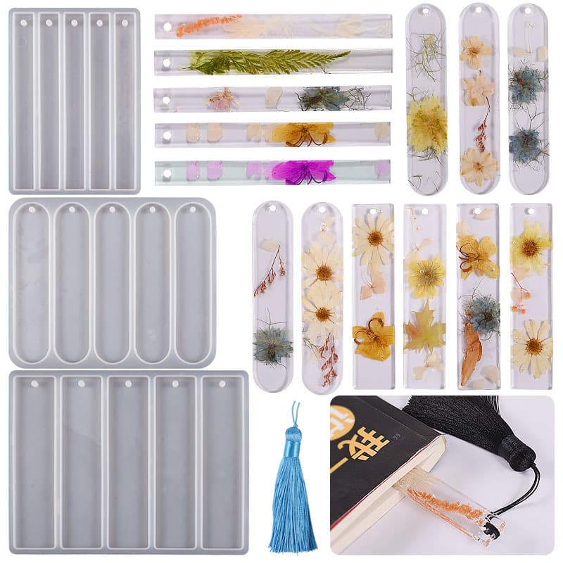 DIY Crystal Epoxy Resin Mirror Surface Rectangular and Oval Full Sheet Bookmark Badge Pendant Silicone Mold