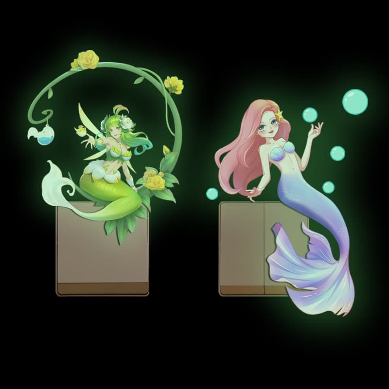 New Glow-in-the-Dark Mermaid Bubble Fluorescent Wall Sticker Creative Self-Adhesive Decorative Wall Decal for Kids Room Living Room