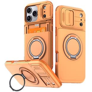 Cross-border Compatible iPhone 17 PRO MAX Lens Slider Card Slot Holder Magnetic Anti-Drop Protective Case for Apple 16 15