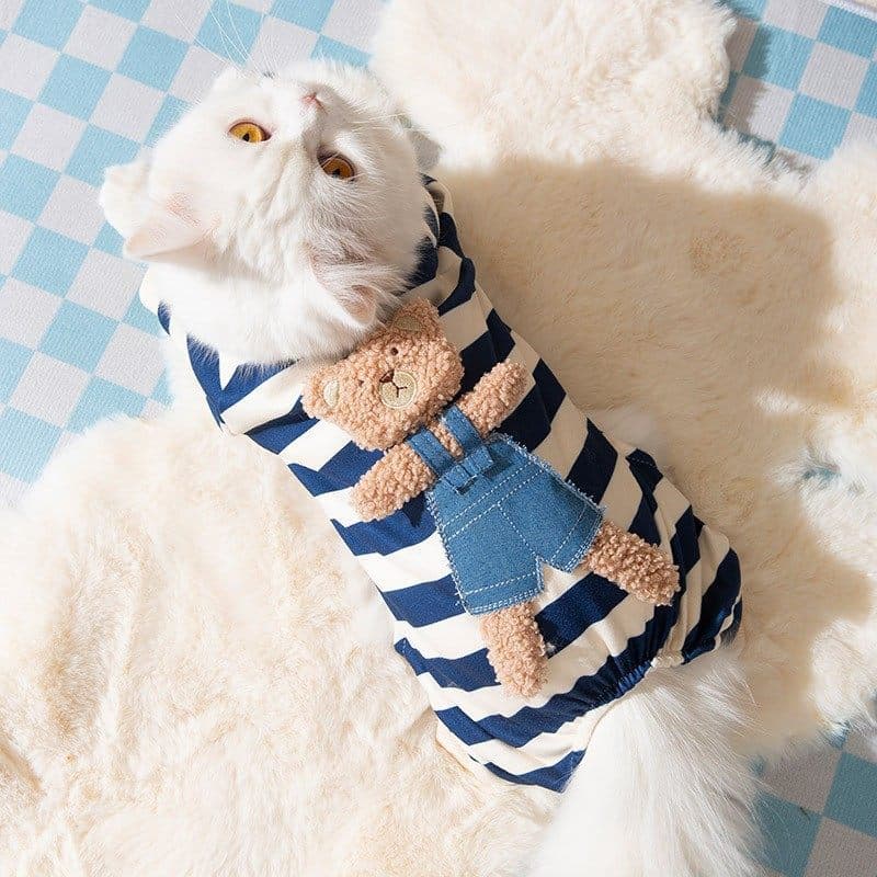 2025 New Cat Clothes Anti-Shedding Thin Spring/Summer Homewear Four-Leg Outfit for British Shorthair, Blue Cat, Ragdoll