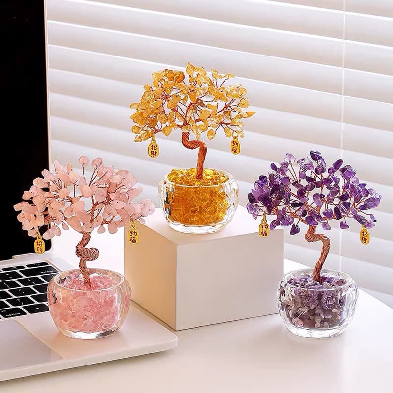 Wedding Ornament Entryway Living Room New Home Relocation Luxury Decoration Amethyst Gift Money Tree High-End TV Cabinet