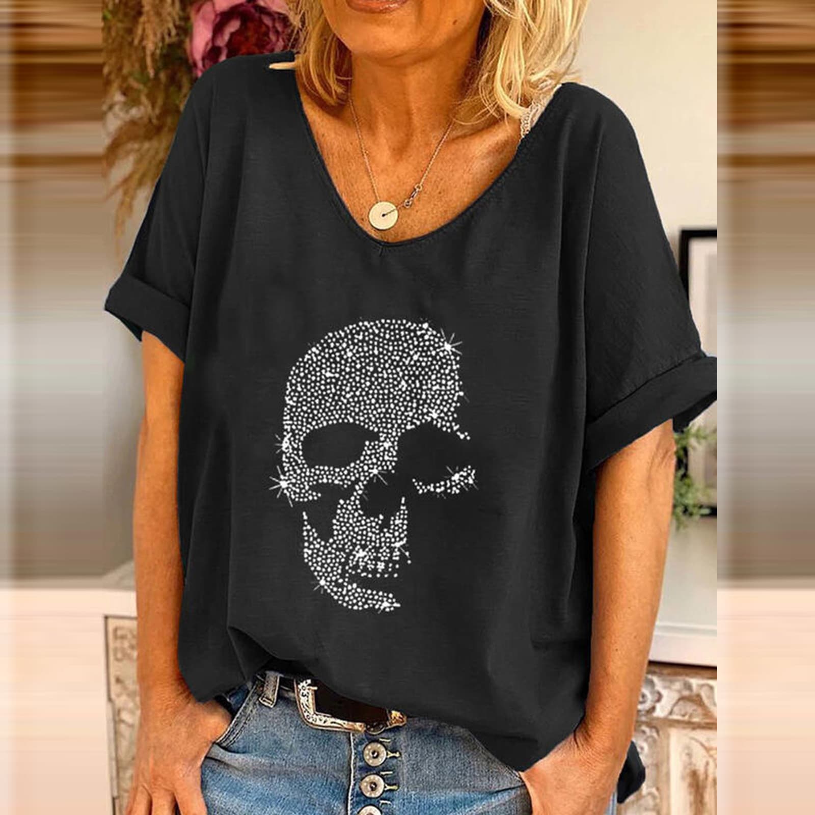 Women's Loose-fit Short Sleeve T-shirt Amazon Wish Independent Station T-shirt European American Style