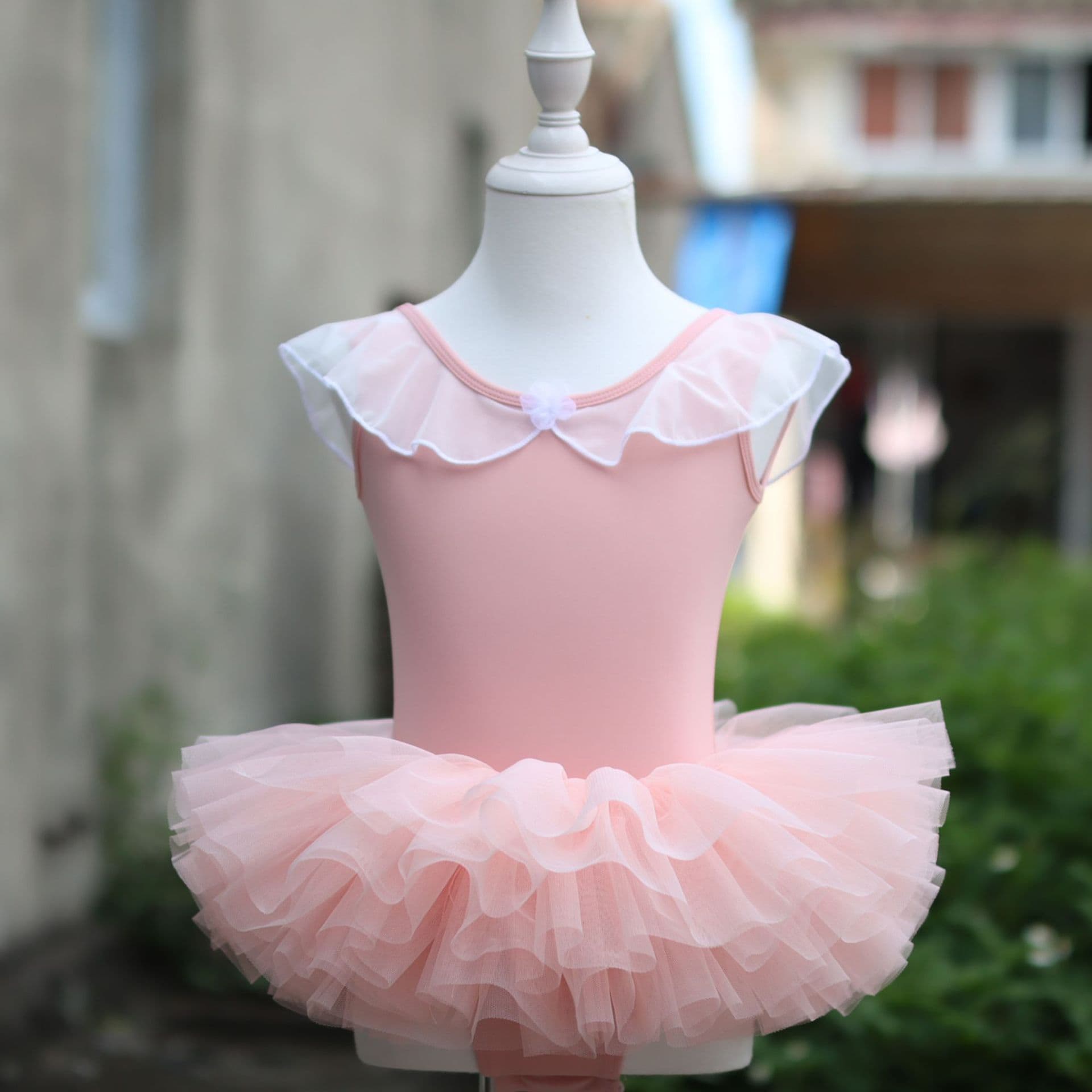 Customized children's dance clothes, girls' practice clothes, summer short-sleeved ballet bodysuits, ethnic open crotch children's skirts