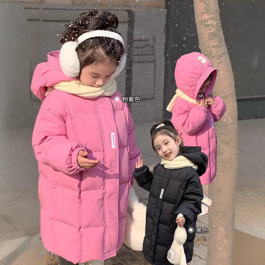 2001 New Children's Winter Coat, Fashionable Trendy Thick Warm Long Cotton Padded Jacket with Hood