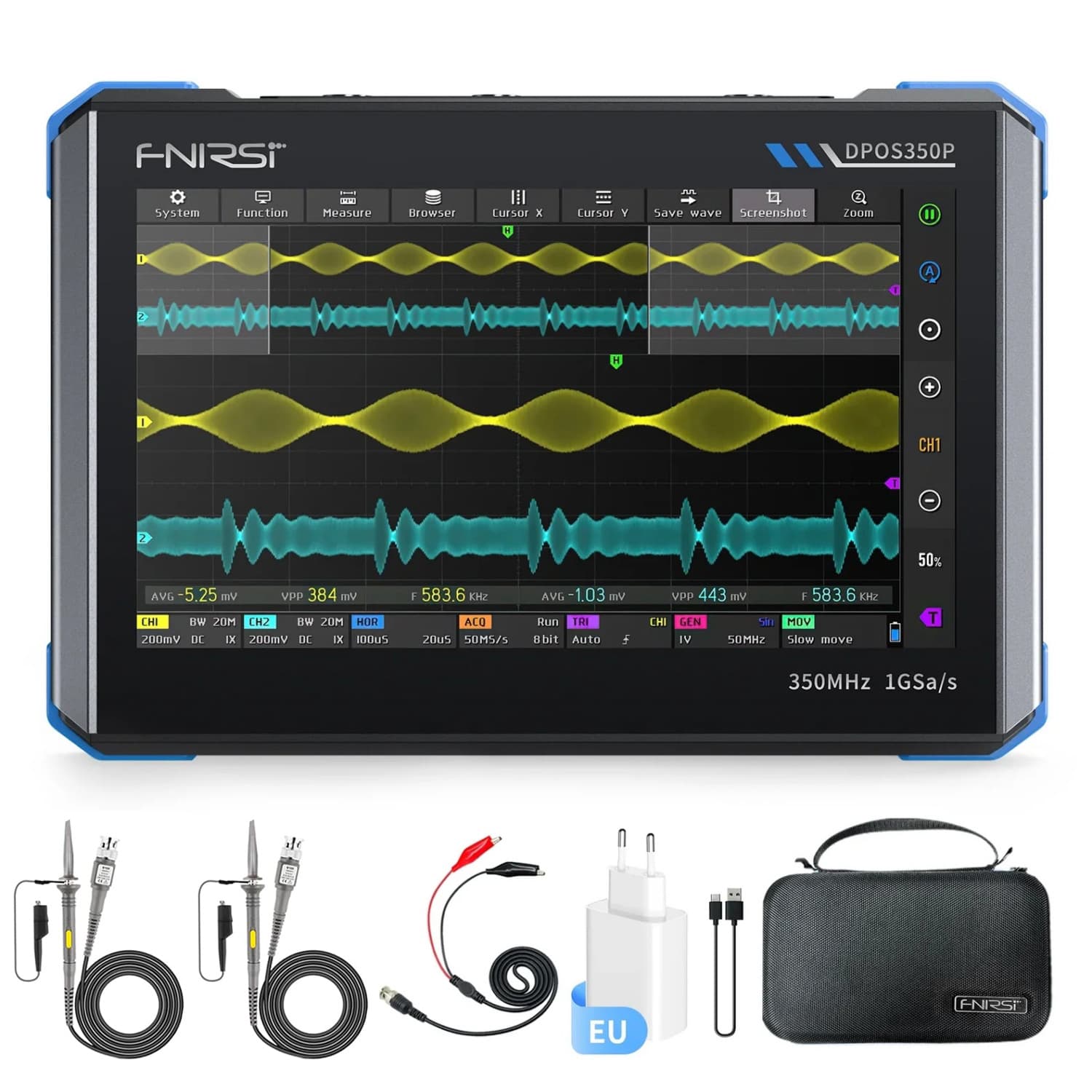 FNIRSI DPOS350P 4-IN-1 350MHz 1GSPS Tablet Oscilloscope