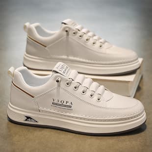White Shoes Spring Autumn Breathable Soft Sole Men's Board Shoes Casual Leather Shoes Slip-On Fashion Driving Shoes Versatile Sports Shoes