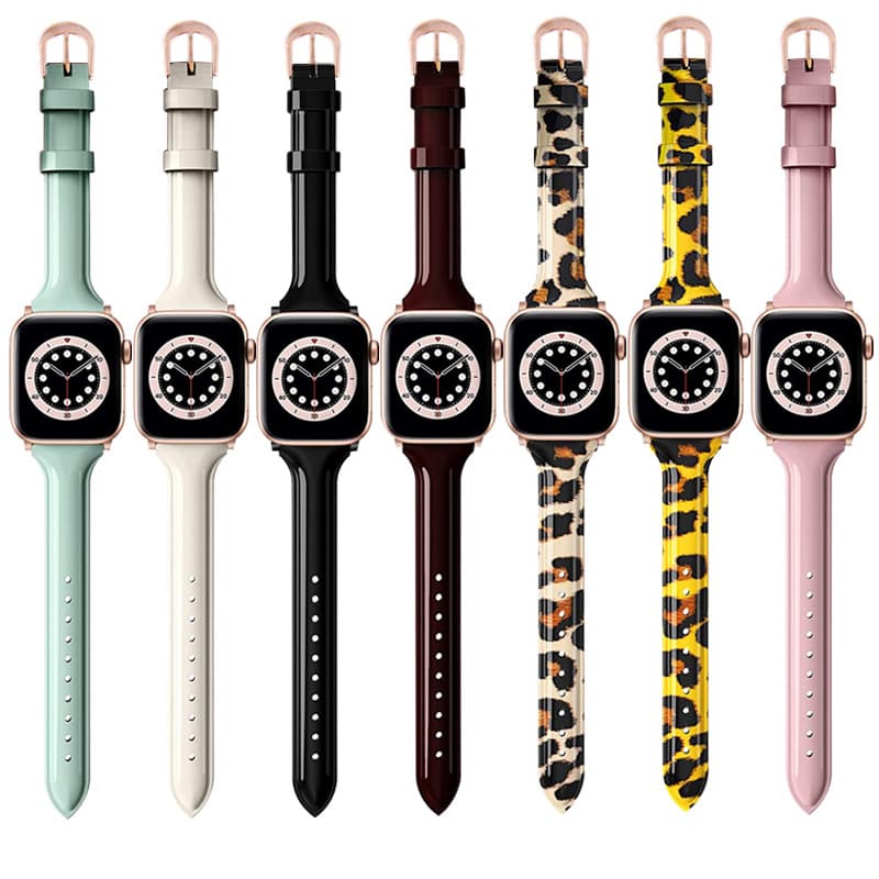 Compatible with Apple Watch 7/SE/8 Strap Apple Watch Slim Waist Glossy Patent Leather iWatch Leather Strap