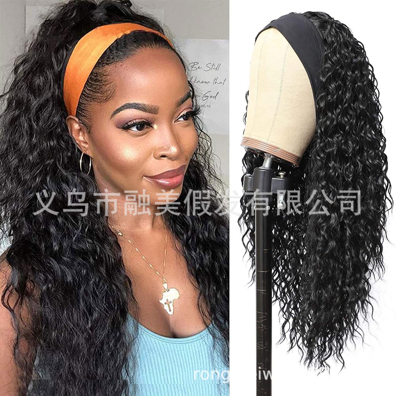 Headband Wig European American Long Curly Hair African Curly Synthetic Wig Headband Wig