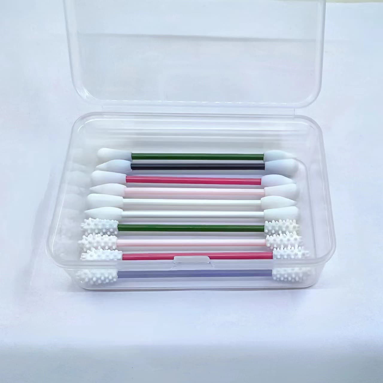 Eco-Friendly Double-Headed Silicone Cotton Swabs Ear Cleaning Makeup Remover Round Ball Sharp Ball Soft Tip Beauty Tools