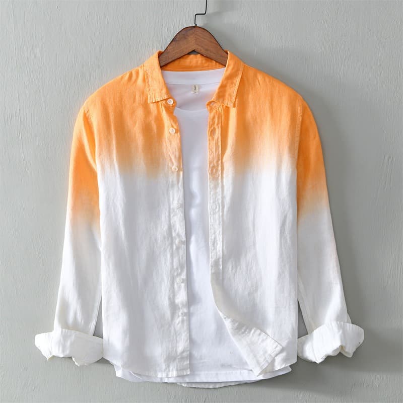 Minimalist Japanese Style Basic Long Sleeve Cotton Linen Shirt Men Casual Artistic Loose Breathable Linen Shirt Trendy