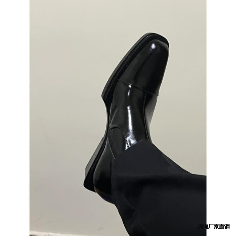 High-top Chelsea Boots Pointed Toe Mid-calf Height-increasing Martin Boots Men's Casual British Short Boots Men's Zipper Brocade