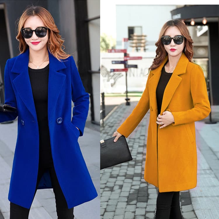 Ready stock wholesale women's woolen coat Amazon AliExpress Nizi coat Korean version slim woolen windbreaker in many colors