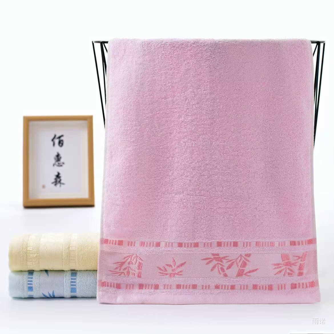Factory wholesale bamboo fiber towels, soft and absorbent cotton towels, solid color jacquard face towels, adult household washcloths