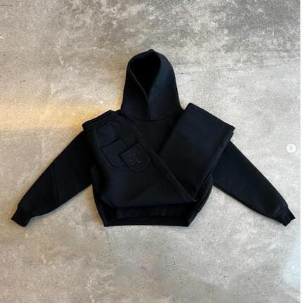 European and American Casual Couple Fashion Hoodie Sweatshirt Solid Color Loose Double Pocket Embroidered Sweatshirt Sweatpants Wholesale