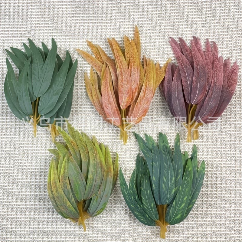 Simulation Eucalyptus Leaves Simulation Green Plant Long Willow Leaves Three-pronged Silk Flowers Cross-border Wholesale