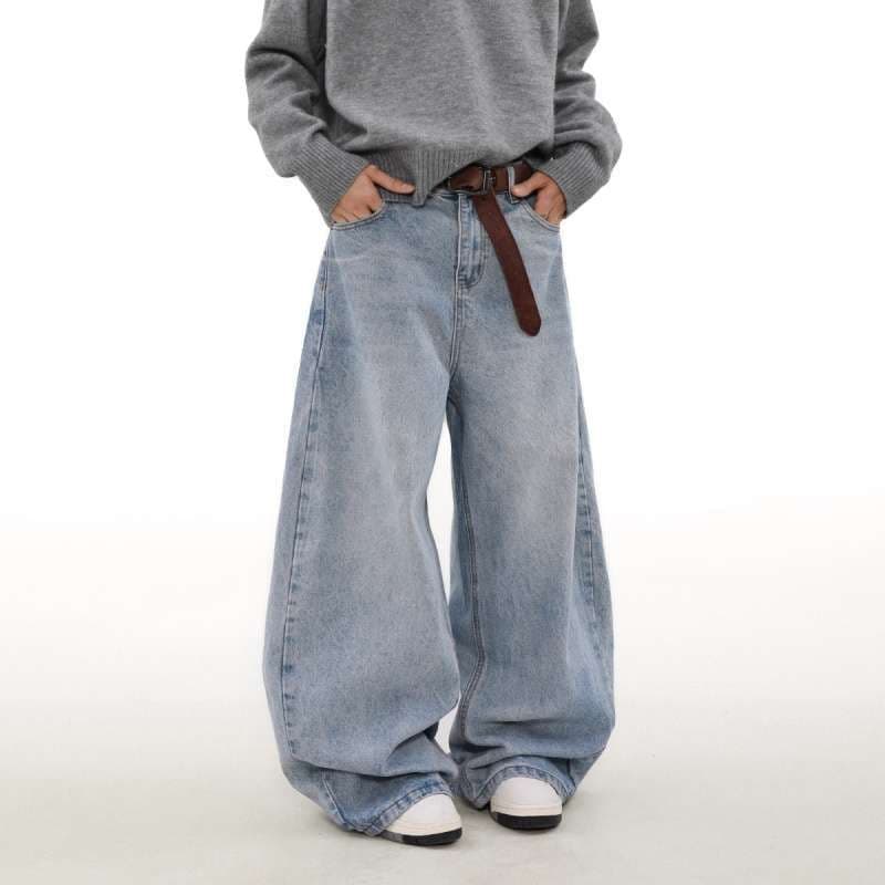 Baggy Curved Jeans for Men Cleanfit American High Street Vintage Casual Basic Loose Wide Leg Pants