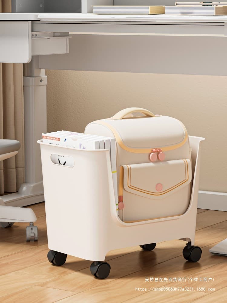 Book Bag Storage Shelf Desk Workstation Caster Small Trolley Office Desktop Organizer Book Storage Box