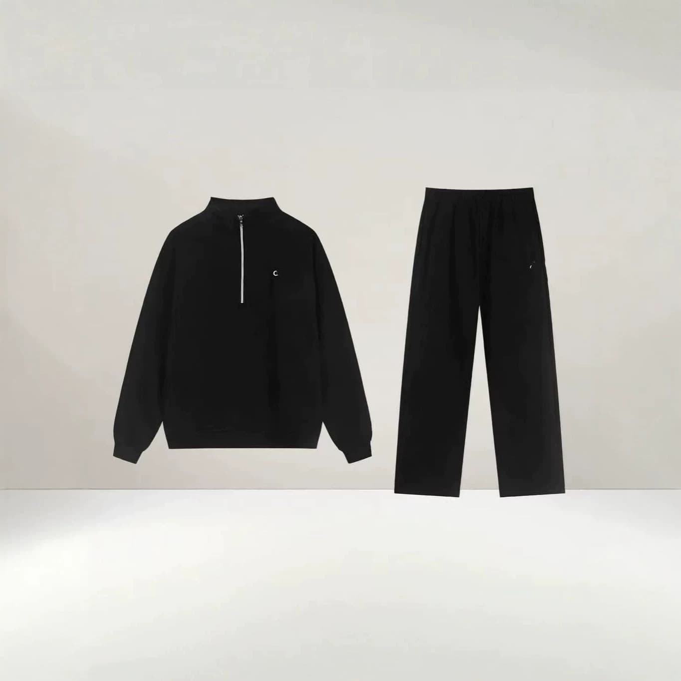A Brand Cross-Border Zq Version Reflective Solid Color Letter Autumn Winter Sports Hoodie Loose Men's Sweatshirt Set