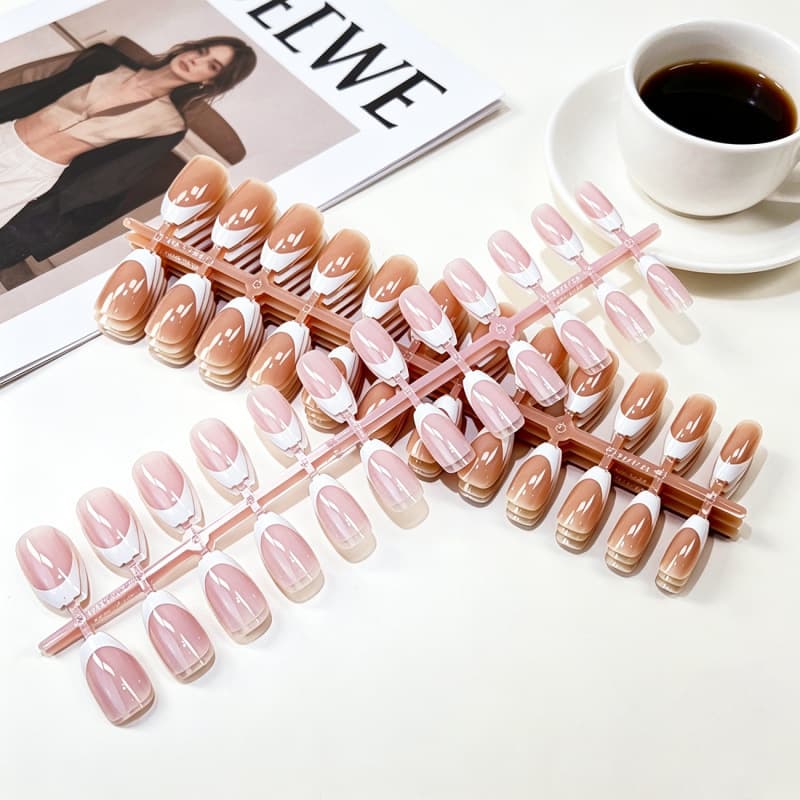 Wholesale Wearable Nail Gel Glue, Simple Chic Nail Art Pearl Bow Finished Stickers, False Nails, Aurora Nails