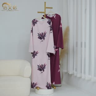 2026 Loriya Plus Size Long-Sleeve Elegant Printed Dress LR1277