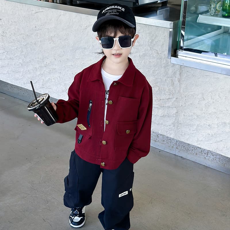 Boys' Cotton Jacket Spring Autumn New Arrival Trendy Streetwear Soft Comfortable Anti-Pilling Durable