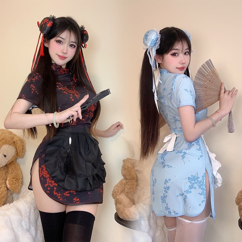 Sexy lingerie, Chinese little cook's cheongsam, maid's cheongsam, passion, no need to take off, temptation, pure desire uniform, maid's pajamas