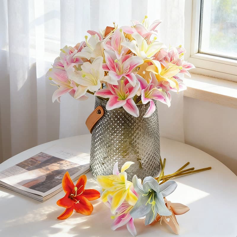 Nordic Style Artificial Lily Single Stem for Living Room Home Decor Floral Arrangement Photography Props