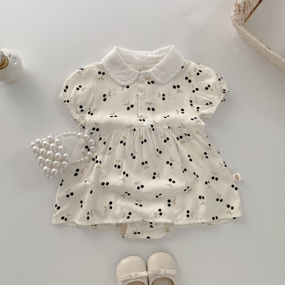 Infant and child clothes, summer clothes, pure cotton princess thin short-sleeved baby jumpsuit, hoodie, baggy clothes, outdoor crawling clothes